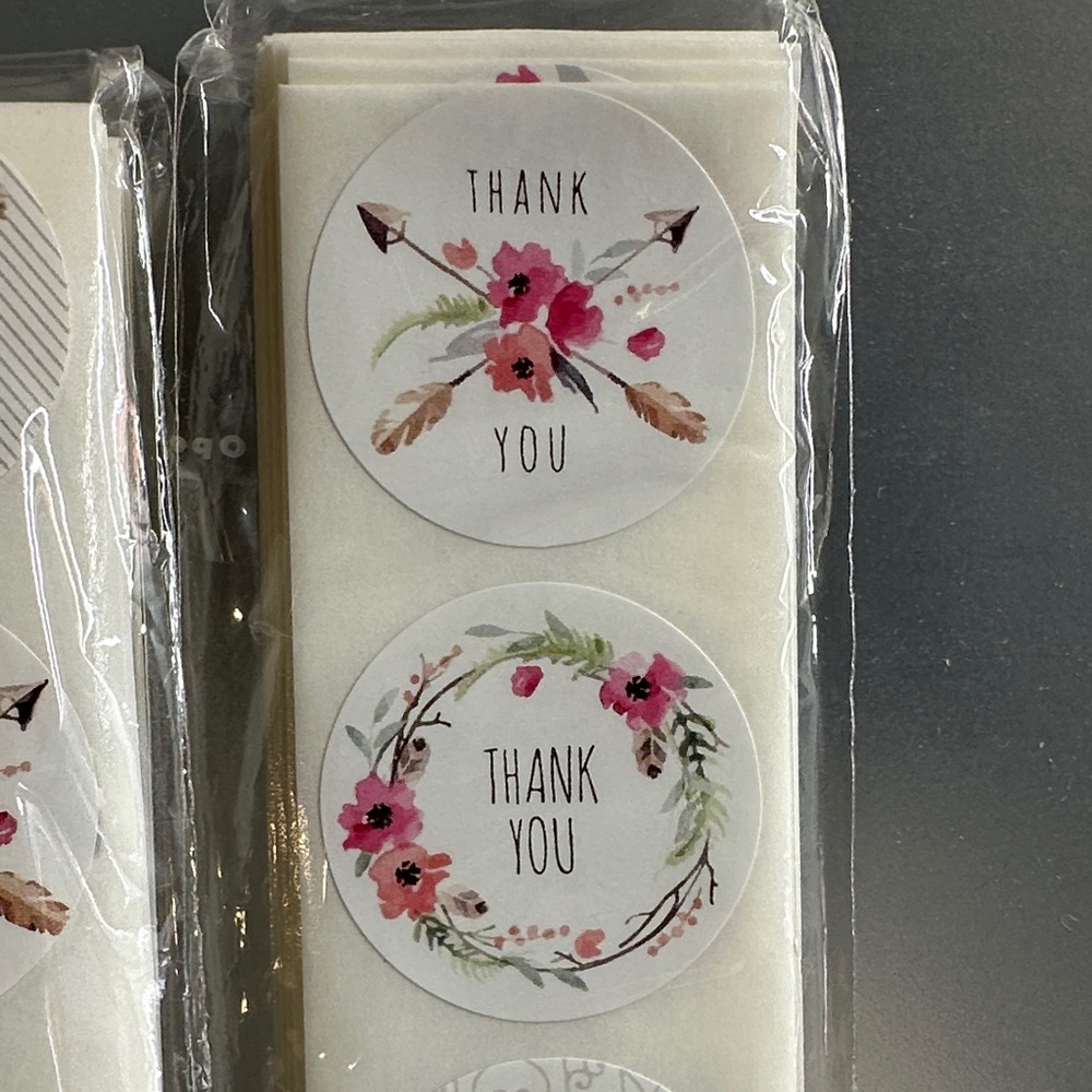 300  1 Inch Boho Floral Thank You Sticker Set - Picture 7 of 8
